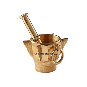 Mortier et pilon faits à la main haut de gamme Mortier et pilon en laiton antique Mortier et pilon uniques - Product Image 5