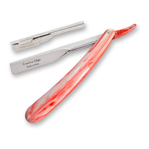 RASOIR DE SALON À RASAGE COUPE DROITE ROUGE ET BLANCHE - Product Image 1