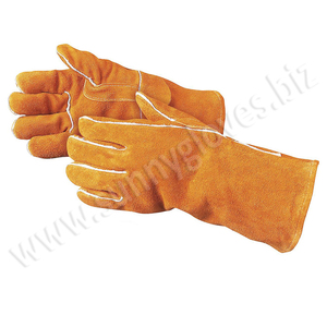Size 14" Long Cow Split Leather Grey Color Full Lining Working Welding Safety Hand Gloves - Product Image 3