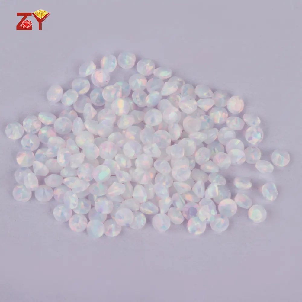 Mantenere Stock OP17 bianco sintetico 2mm taglio diamante opale rotondo