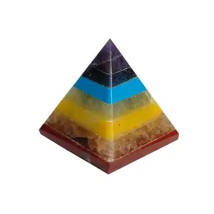 TOP QUALITY SEVEN CHAKRA BONDED PYRAMID/7 CHAKRA HANDMADE TOP POLISHED CRYSTAL PYRAMID ENERGY HEALING REIKI FROM ELEGANT AGATE