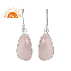 Boucles d'oreilles calcédoine Rose naturelle en pierre précieuse, bijou à facettes, en argent fin, vente en gros, - Product Image 1