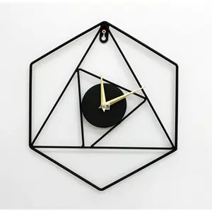 Hexagon Geometrical Luxury Wall Clocks Handmade OEM Modern Wall Clocks