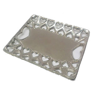 Recién llegado, diseño de forma cuadrada, corazón grabado, pantalla moderna para servir alimentos, bandeja de Metal, mesa de comedor para el hogar, Decoración de mesa - Product Image 1