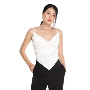 Newest Top Designs Backless Spaghetti Strap Sleeveless Cowl Neck Top for Women made in Vietnam