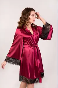 Sfy558 מכירה לוהטת גבירותיי משי הלבשת נשים כתם הלבשת חדש זול נשים סקסי סאטן robe