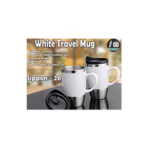 Impugnatura bianca per tazza da viaggio a prova di fuoriuscita per uso esterno interno per regali esecutivi materiale di qualità premium aziendale - Product Image 1