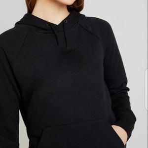 Sudadera con capucha personalizada para mujer, 100% algodón, color negro liso, venta al por mayor - Product Image 1