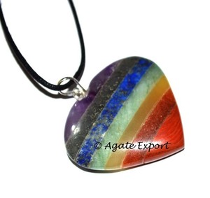 Pendentif Coeurs Chakra Collé Avec Cordon De Mousse Pendentif En Pierre D'agate Naturelle - Product Image 2