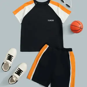 2022 Fashion Casual summer Kids Clothes set / Cheap Price Twin Set For Boys / Boys Color Block Tee & Shorts