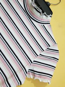 T-shirt rayé à manches courtes pour femmes à la mode de meilleure qualité 100% Exportation écologique orientée du Bangladesh - Product Image 5