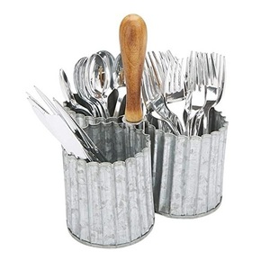 Porte-couverts galvanisé avec poignée en bois, qualité supérieure, taille personnalisée, porte-couverts pour ustensiles de cuisine - Product Image 4