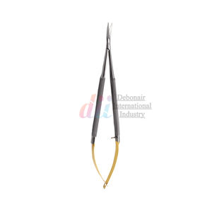 Castroviejo-Micro tijera de mango redondo con carburo de tungsteno, recto, curvado, 18 cm / 7 pulgadas/acero inoxidable - Product Image 6