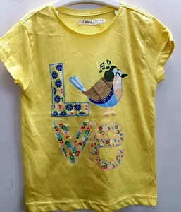 超限服装孟加拉国库存批次品牌标签女孩孩子短袖圆领休闲纯棉t恤服装衬衫