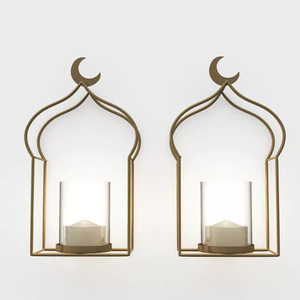Porte-bougie du Ramadan, chandelier découpe lune, placage d'or - Product Image 3