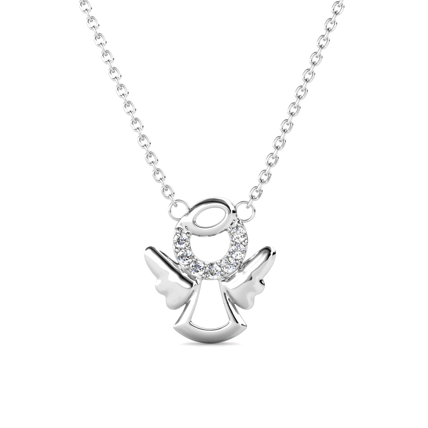 Collana con Pendente Placcata in Oro Bianco 18k