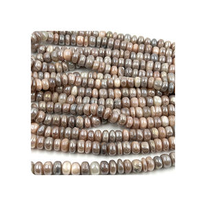 ลูกปัดมูนสโตนสีพีชทรงรอนเดลล์คุณภาพพรีเมียมจาก Alif International ขนาด 7-8 มม. - 8 นิ้ว ร้อยเป็นเส้นเรียบสำหรับทำเครื่องประดับ สีชมพู - Product Image 5