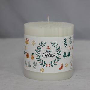Bougie pilier parfumée en paraffine blanche Caro en gros pour la décoration de fête de Noël - Product Image 1