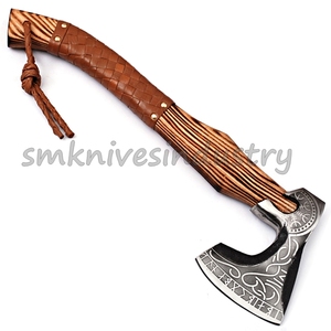 Hacha de Damasco personalizada hecha a mano, 16 pulgadas, mango de madera teñida, hacha bonita (Smk1941) - Product Image 2