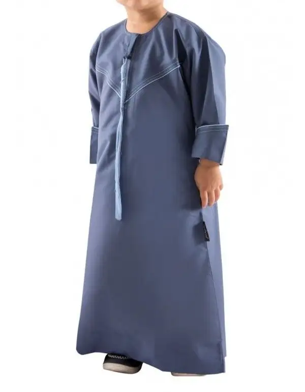 Pull-over genre dubaï pour garçons, couleur unie, col montant avec boutons, vêtements pour enfants musulmans et islamiques, moyen-orient