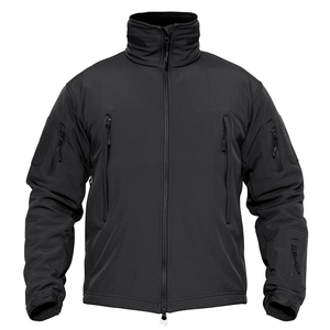 Blouson Bomber en Laine Imperméable et Coupe-Vent Noir pour Homme, Col Montant, Fermeture Éclair, Capuche, Hiver, Extérieur, Coupe Classique, Polyester - Product Image 1