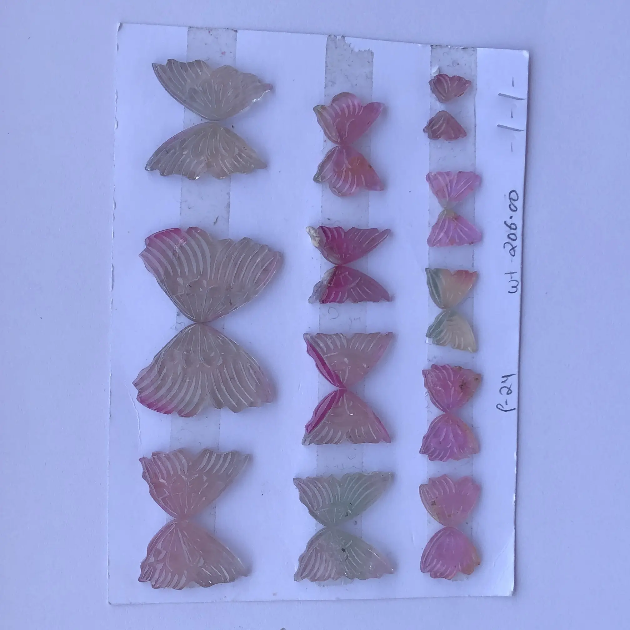 Natural Multi Watermelon Tourmaline Butterfly Wings Carved Gemstone Shop Online Semi Precious Stones Manufacturer Regular Sale