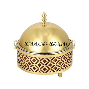 Marmite en bois avec couvercle doré, forme ronde, design élégant, vente en gros, chauffe-plats classique, élégant, nouveau, casserole en métal - Product Image 4