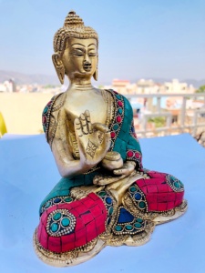 Artesanía Nirmala, Estatua de Buda Meditando en Latón, Arte Religioso, Hecha a Mano en Rajasthan, para Ocasiones Religiosas - Product Image 2
