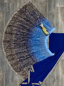 Lehenga Choli Dupatta de Georgette con Bordado Digital, Pedrería y Ribete de Encaje, Prenda Étnica para Bodas al Mejor Precio - Product Image 5