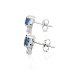 Pendientes hechos a mano de oro blanco sólido de 18 quilates, joyería de moda, Diamante de zafiro azul genuino, piedra preciosa para compromiso, regalo de boda - Product Image 3
