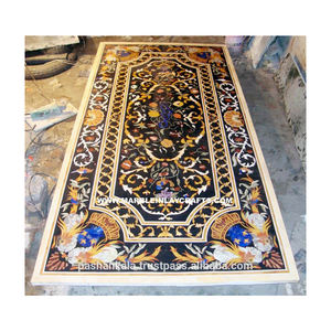 Plateaux de table à manger en marbre incrusté, faits à la main et élégants - Product Image 1