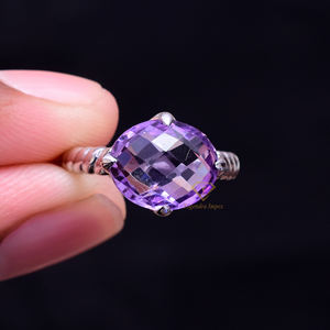 Elegante forma ovalada amatista piedra preciosa anillo de plata esterlina hecho a mano púrpura banda de piedras preciosas para fiestas fabricante directo - Product Image 3