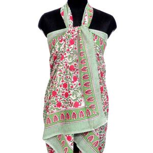 Latest Open Indian Women's Beach <b>Wrap</b> <b>Sarong</b> One Piece Floral Hand Block Printed Cotton Maternity Feature Desert Sportswear - Product Image 3