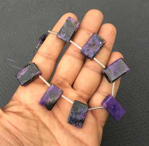 Qualité géniale 9 pièces fabricant en gros Charoite naturelle pierre précieuse lisse Rectangle forme perles - Product Image 4