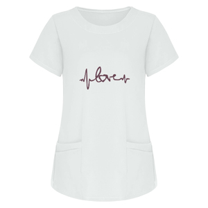 Femmes manches courtes col rond hauts couleurs unies travail infirmière uniforme gommage T-Shirts uniformes d'hôpital - Product Image 3