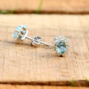 Wholesale 925 <b>Sterling</b> <b>Silver</b> Handmade <b>Hoop</b> Earrings High Quality Natural Aquamarine Diamond Gemstone for Weddings Gifts Factory - Product Image 3