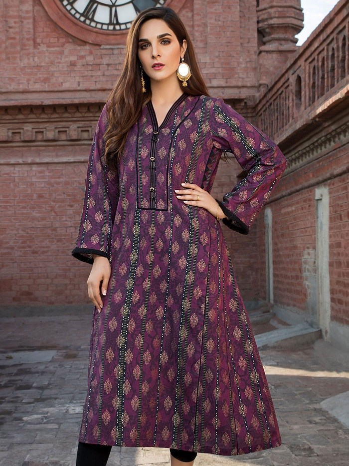purple dresses pakistani casual Pakistani Party Dress Purple Salwar Suit in Frock Style Ready To Wear / MEDIUM