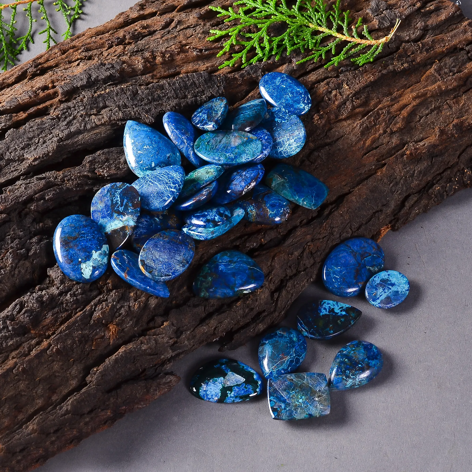 Shattuckite Batu Permata Desainer Longgar Natural Cabochons Banyak Grosir untuk Liontin atau Bungkus Kawat Persediaan Pembuatan Perhiasan