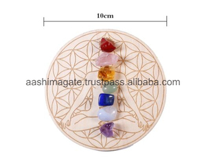 ชุดหินบำบัดจักระคริสตัลธรรมชาติ7ชิ้นทำด้วยมือเจ็ดดาวแผ่นไม้กรวดชิปฮวงจุ้ยของขวัญตกแต่งบ้าน - Product Image 2