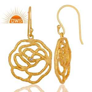 Glorious White Zircon Set Earrings Indian Handmade Gold Plated Brass Fashion Dangle Earrings Jewelry Manufacturer - Product Image 3