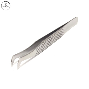 Ensemble de pinces à cils d'extension en acier inoxydable avec logo personnalisé marque privée pince à cils droite oblique courbée volume pointue pour - Product Image 5