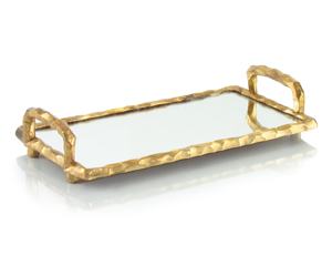 PLATEAU EN LAITON, PLATEAU RECTANGULAIRE EN LAITON, PLATEAU EN VERRE ET LAITON Best-seller - Product Image 5