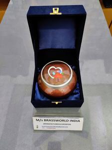 brown odyssey with colourful pet paw hand painted aluminium pet cremation urn <b>funeral</b> <b>supplies</b> Brassworld India - Product Image 2