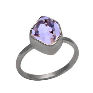 Bague en pierre précieuse de cristal véritable de fantaisie solide. Bijoux en argent sterling 925 plaqué or Fabrication en gros Casa De Plata - Product Image 4