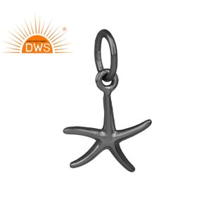 Pendentif en forme d'étoile en or, Rhodium noir argent Sterling 925, bijou de styliste, pendentif martelé, vente en gros - Product Image 1