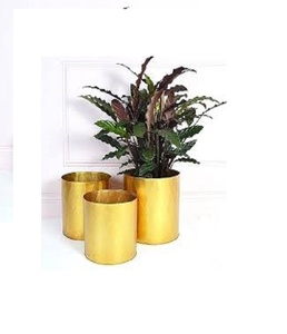 Macetas doradas de latón con soporte, soportes de Metal, decoración para sala de estar - Product Image 1