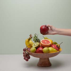 ชามผลไม้ทำจากไม้มะม่วงขัดเงาสไตล์งาช้างพร้อมดีไซน์ขนนก - Product Image 2