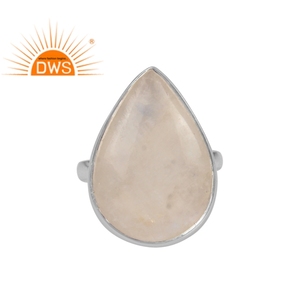 Solid 925 Sterling Fine Silver <b>Ring</b> Jewelry Manufacturer Pear Cut Rainbow <b>Moon</b> Stone Gemstone <b>Ring</b> Jewelry - Product Image 1