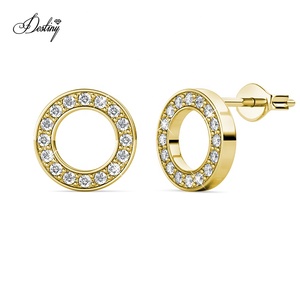 Orecchini minimalisti a forma di cerchio scintillante impreziositi da cristalli <span class=keywords><strong>Swarovski</strong></span> in argento Sterling 925 dasini <span class=keywords><strong>gioielli</strong></span> <span class=keywords><strong>donna</strong></span> - Product Image 5