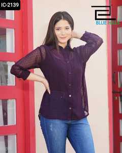 Nouvelle arrivée Georgette pure qualité lourde haut pour femmes meilleure qualité manches longues vêtements occidentaux prix inférieur chemise pakistanaise indienne - Product Image 3